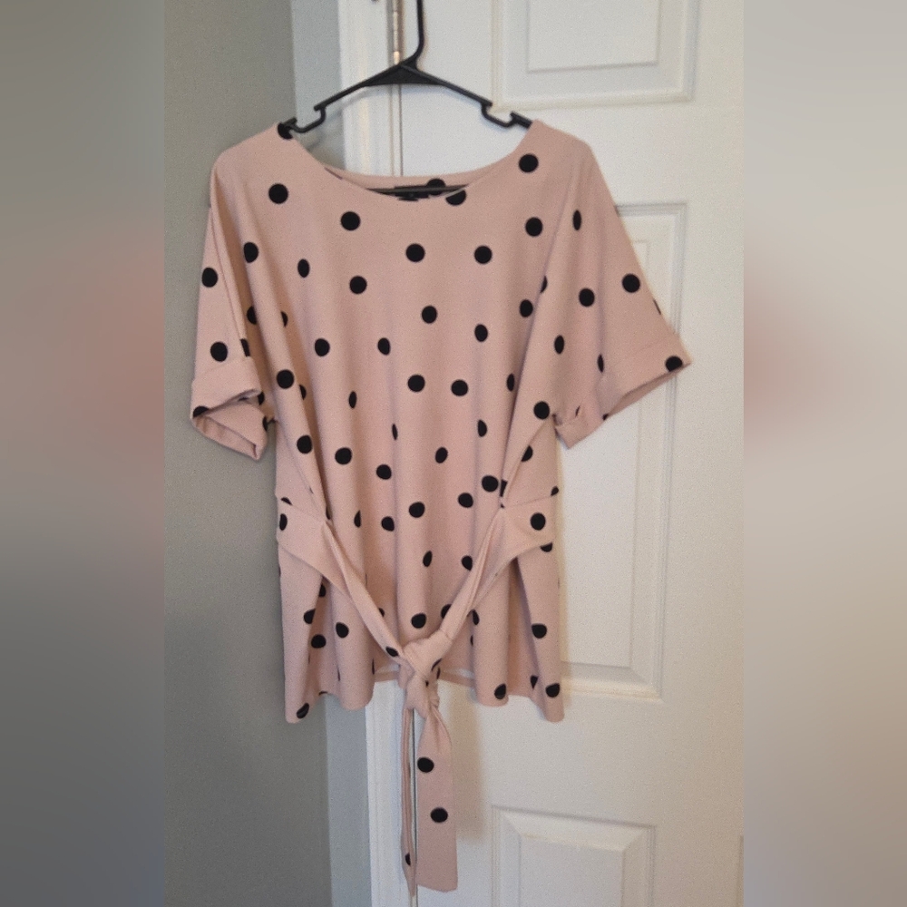 Polka Dot Tie-Front Top